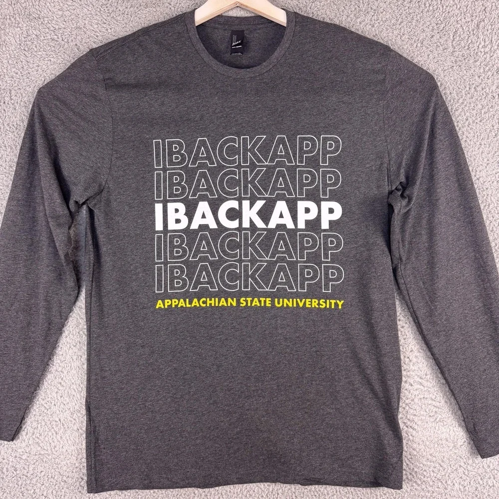 Appalachian State Mountaineers Shirt Mens Medium Gray NCAA College Long Sleeve‎